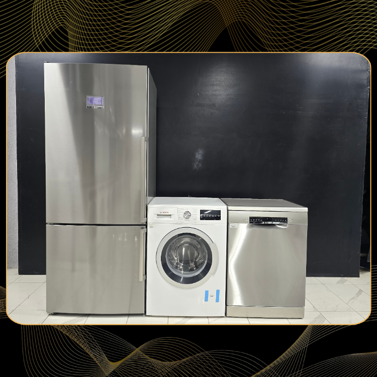 SIFIRLANMIŞ BOSCH XXL INOX 3'LÜ BEYAZ EŞYA SETİ