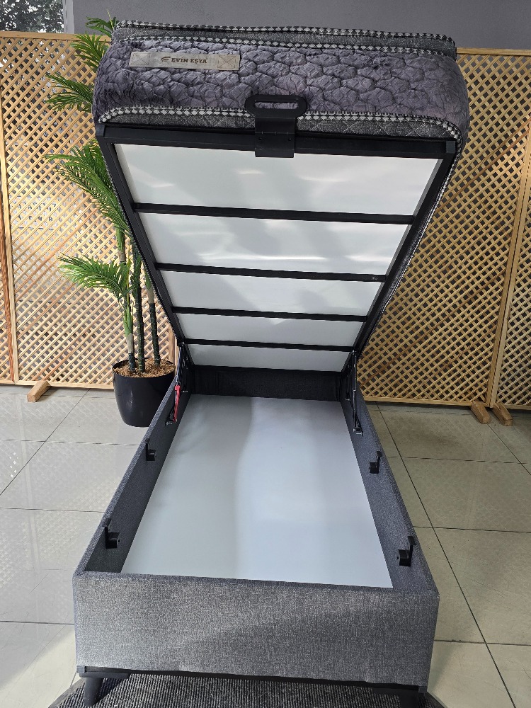 EVİN GRİ 90-190 YATAK BAZA BAŞLIK SETİ