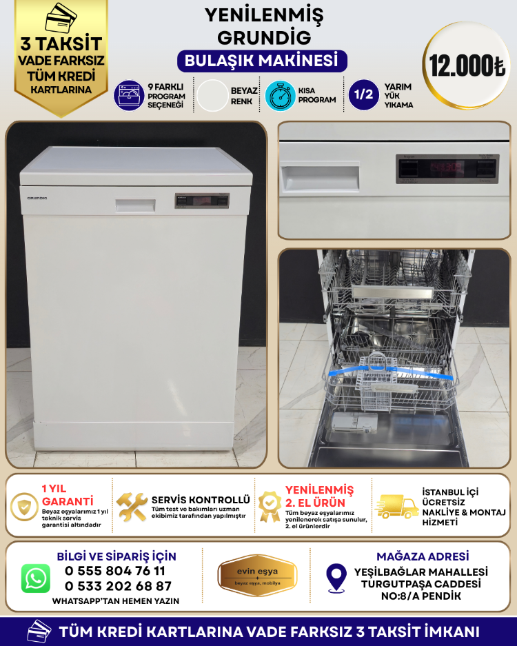 GRUNDIG 9 PROGRAMLI DİJİTAL BEYAZ BULAŞIK MAKİNESİ