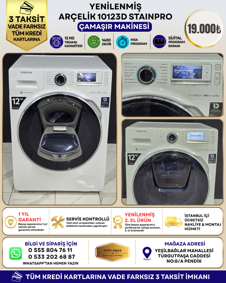 SAMSUNG ADDWASH ECOBUBBLE 12 KG 1400 DEVİR ÇAMAŞIR MAKİNESİ