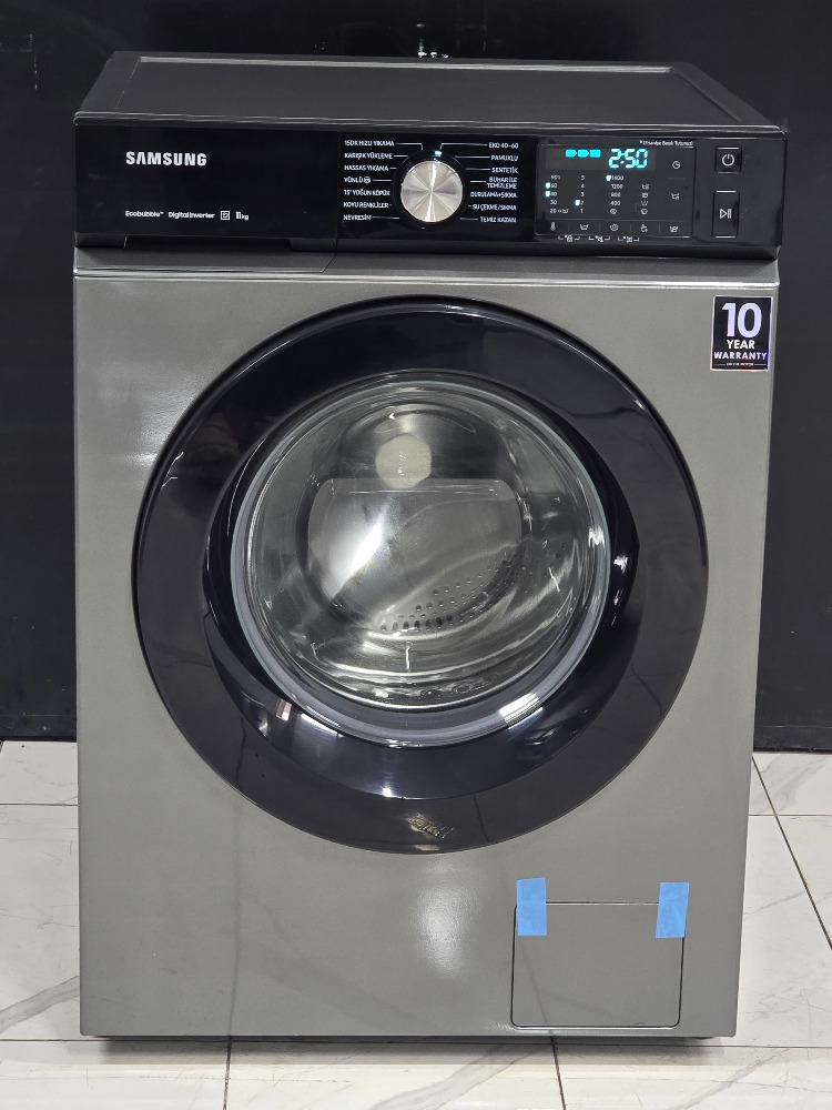 SIFIRLANMIŞ SAMSUNG GRİ ECO BUBBLE 11 KG 1400 DEVİR ÇAMAŞIR MAKİNESİ