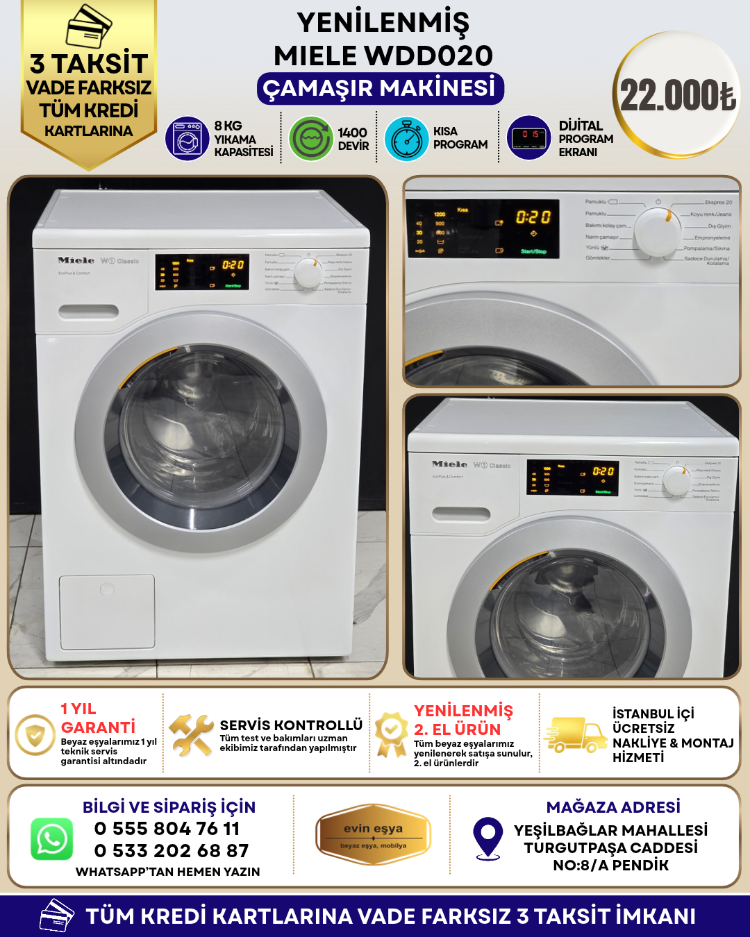 MIELE WDD020 8 KG 1400 DEVİR ÇAMAŞIR MAKİNESİ