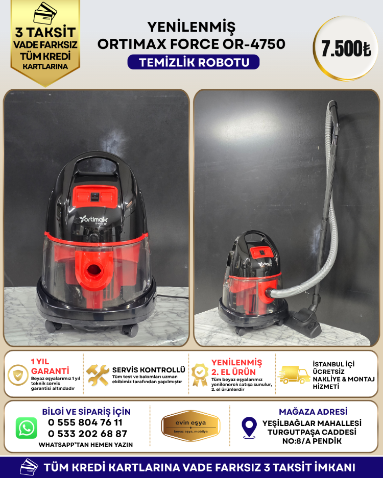 ORTIMAX FORCE OR-4750 SU FİLTRELİ TEMİZLİK ROBOTU
