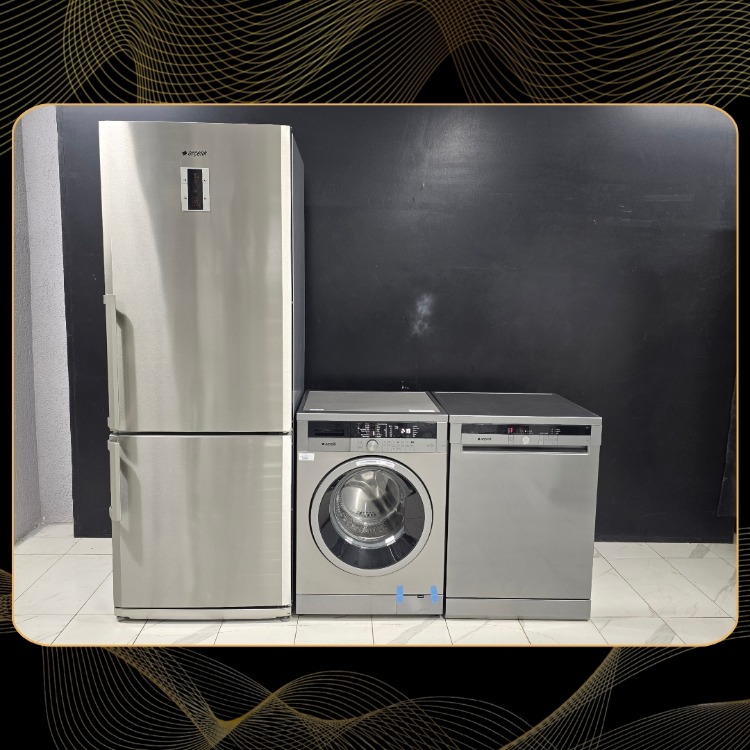 SIFIRLANMIŞ ARÇELİK INOX 3 LÜ BEYAZ EŞYA SETİ