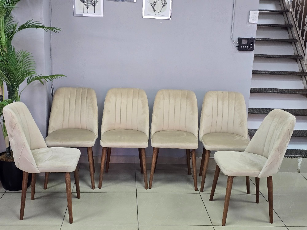 6 ADET SELEN KREM SANDALYE
