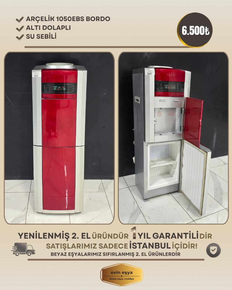 ARÇELİK 1050EBS BORDO ALTI DOLAPLI, DIJITAL GÖSTERGELİ SU SEBİLİ