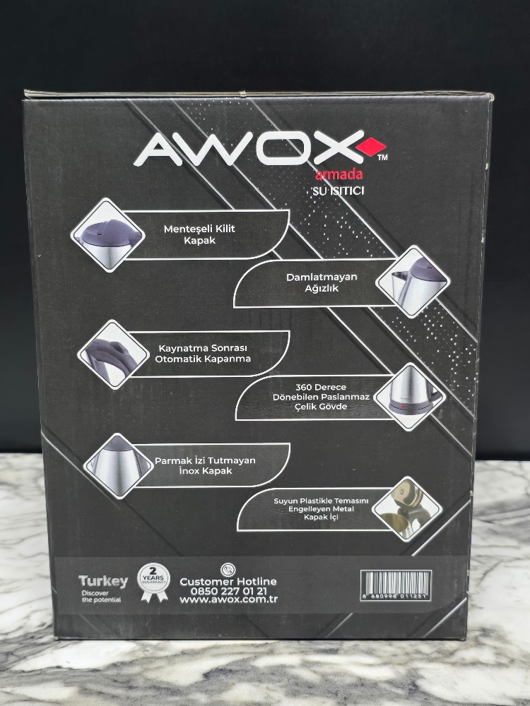 AWOX 1,8 LT ÇELİK KETTLE
