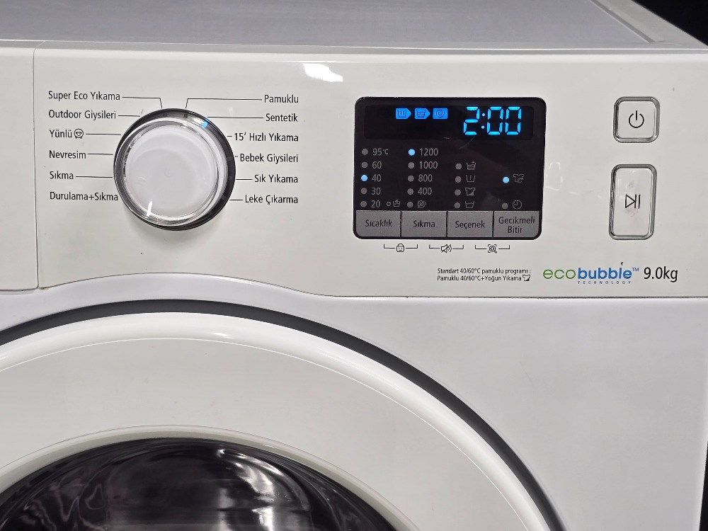 2. EL SAMSUNG A++ 9 KG 1200 DEVİR ÇAMAŞIR MAKİNESİ