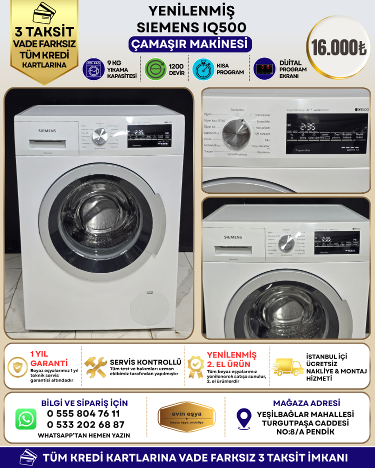 SIEMENS iQ500 9 KG 1200 DEVİR ÇAMAŞIR MAKİNESİ