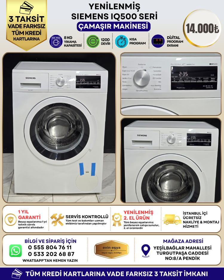SIEMENS iQ500 8 KG 1200 DEVİR ÇAMAŞIR MAKİNESİ