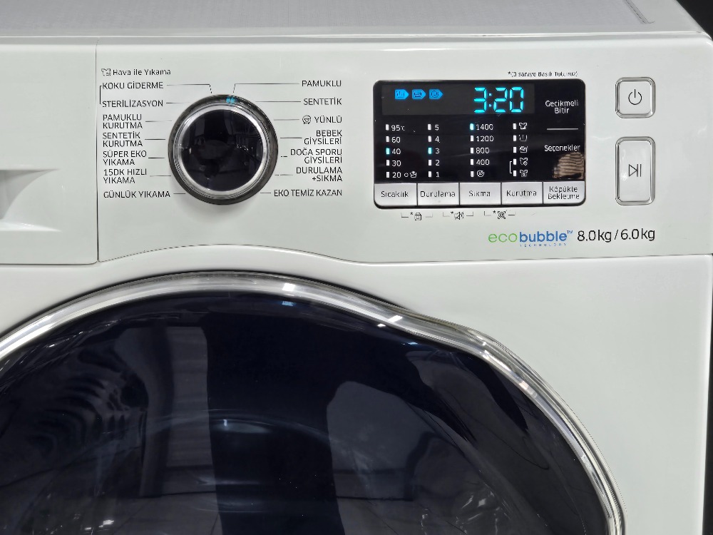 SIFIRLANMIŞ SAMSUNG ECO BUBBLE 8/6 KG KURUTMALI ÇAMAŞIR MAKİNESİ