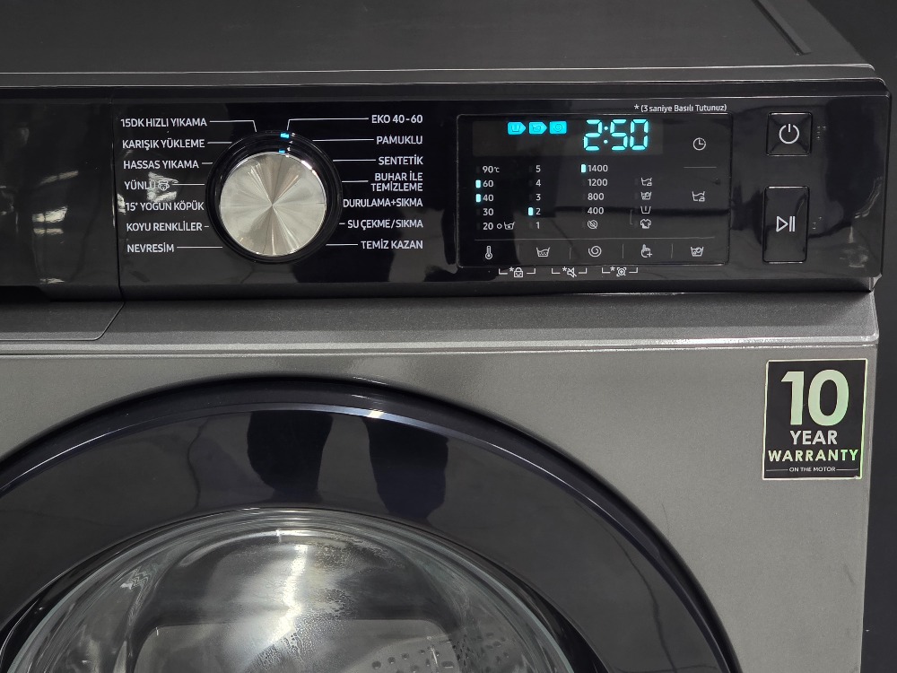 SIFIRLANMIŞ SAMSUNG GRİ ECO BUBBLE 11 KG 1400 DEVİR ÇAMAŞIR MAKİNESİ