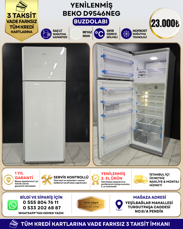 BEKO D9546NEG 540 LİTRE NO-FROST BUZDOLABI