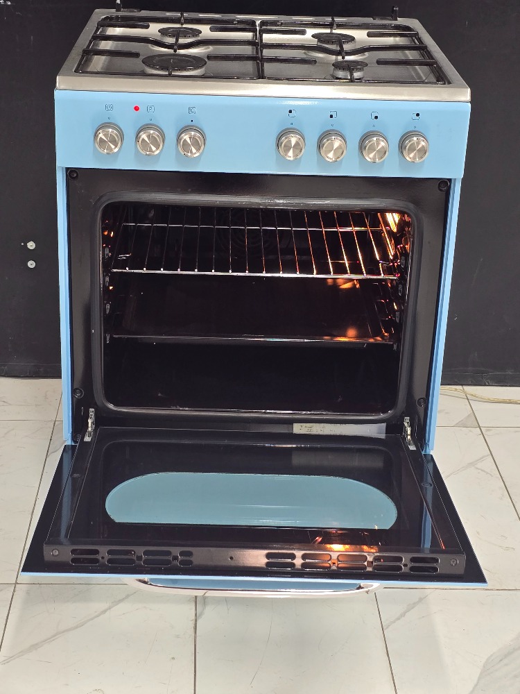 2. EL VESTEL A++ RETRO MAVİ TAM BOY ÇAKMAKLI GAZ EMİNETLİ OCAKLI FIRIN