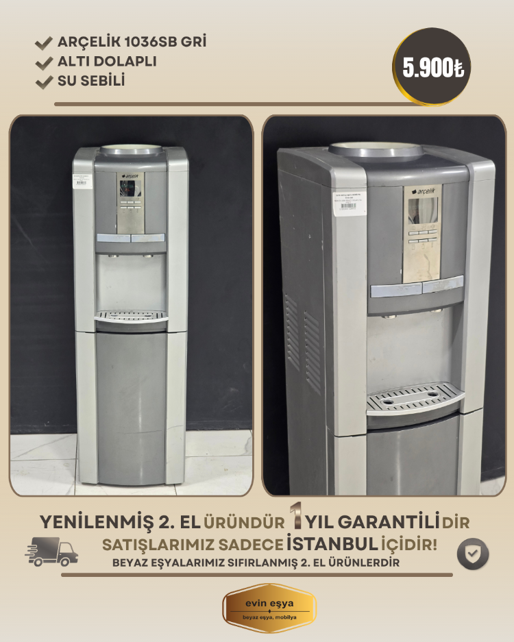 ARÇELİK 1036SB GRİ ALTI DOLAPLI SU SEBİLİ 