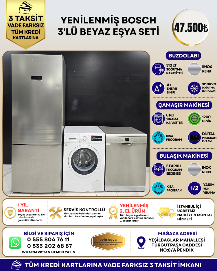 BOSCH 3'LÜ BEYAZ EŞYA SETİ