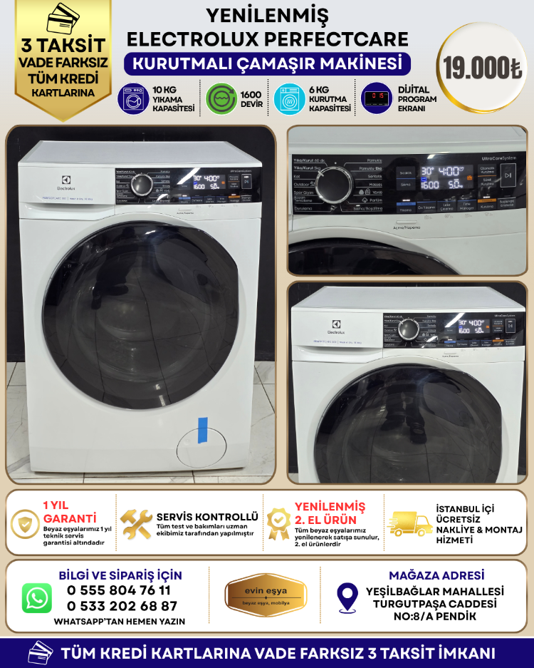 ELECTROLUX PERFECTCARE 800 10 KG YIKAMA 6 KG KURUTMALI ÇAMAŞIR MAKİNESİ