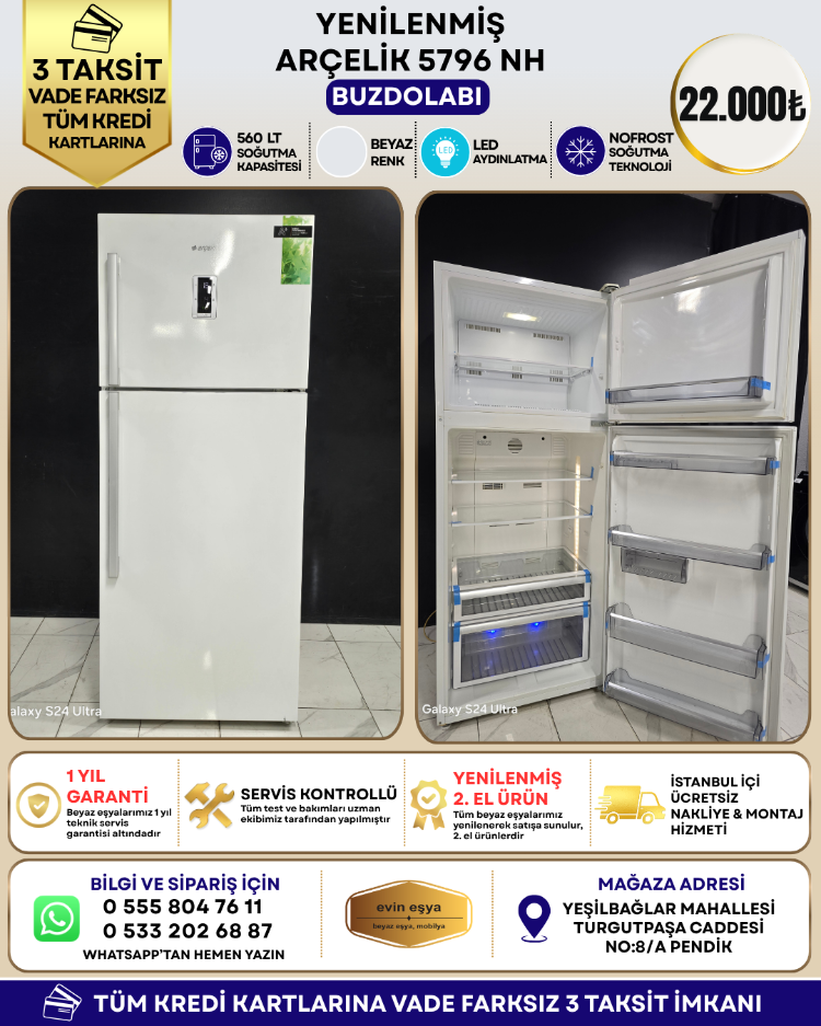 ARÇELİK 5796 NH 560 LT NOFROST XL BUZDOLABI