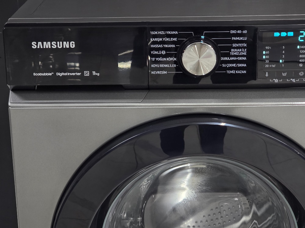 SIFIRLANMIŞ SAMSUNG GRİ ECO BUBBLE 11 KG 1400 DEVİR ÇAMAŞIR MAKİNESİ