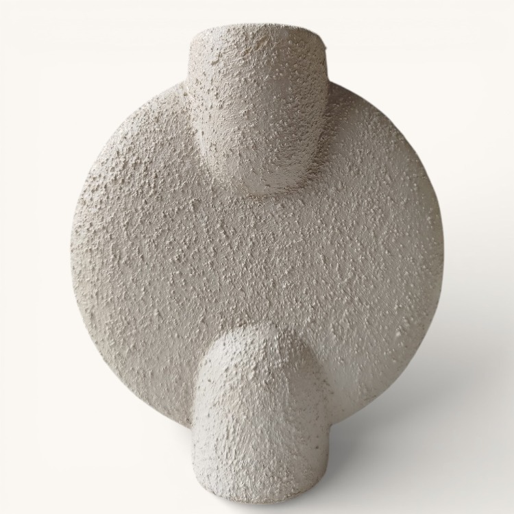 Minimalist Seramik Vazo - Wabi-Sabi Stili Dokulu Tasarım