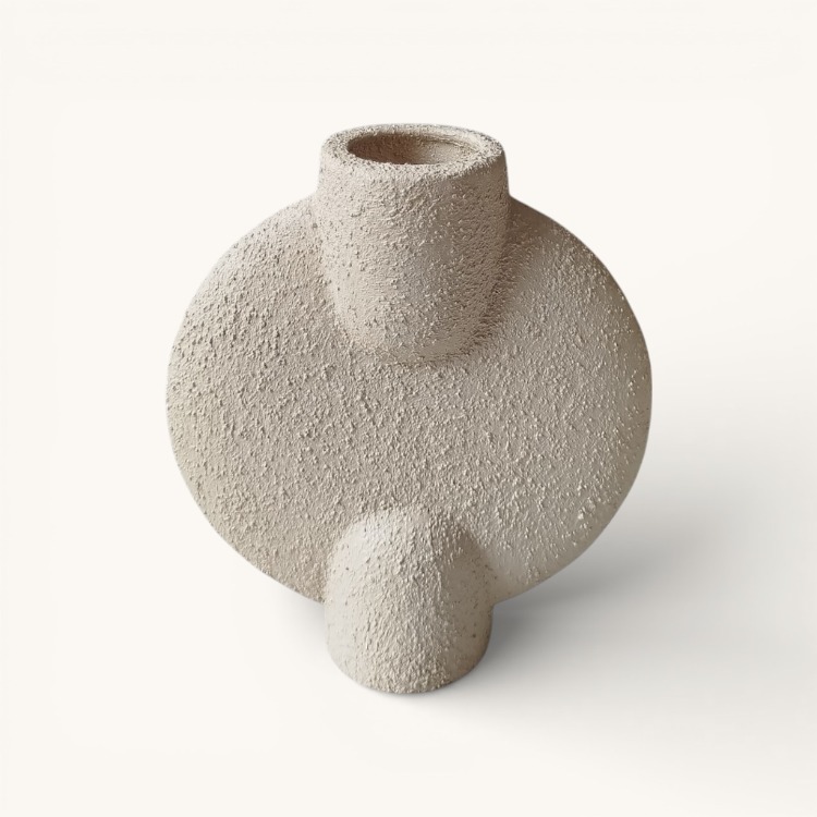 Minimalist Seramik Vazo - Wabi-Sabi Stili Dokulu Tasarım