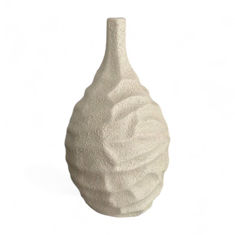 Wabi-Sabi Tarzı Büyük Boy Dokulu Dalgalı Seramik Vazo | Modern Ev Dekoru