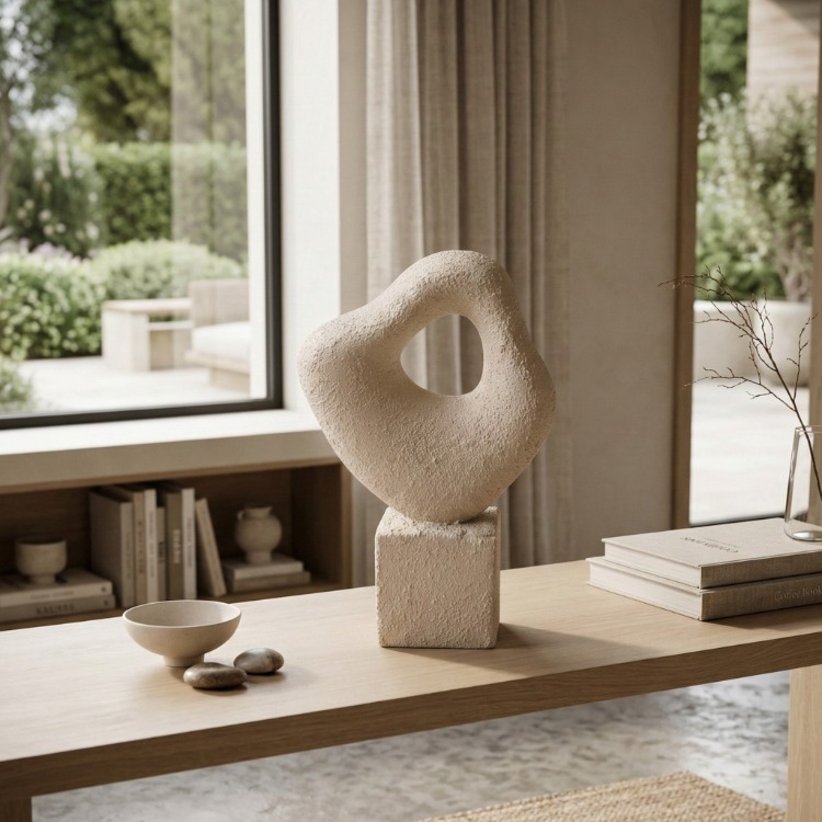 Eviorhome Dokulu Modern Soyut Seramik Büst & Dekoratif Heykel Obje