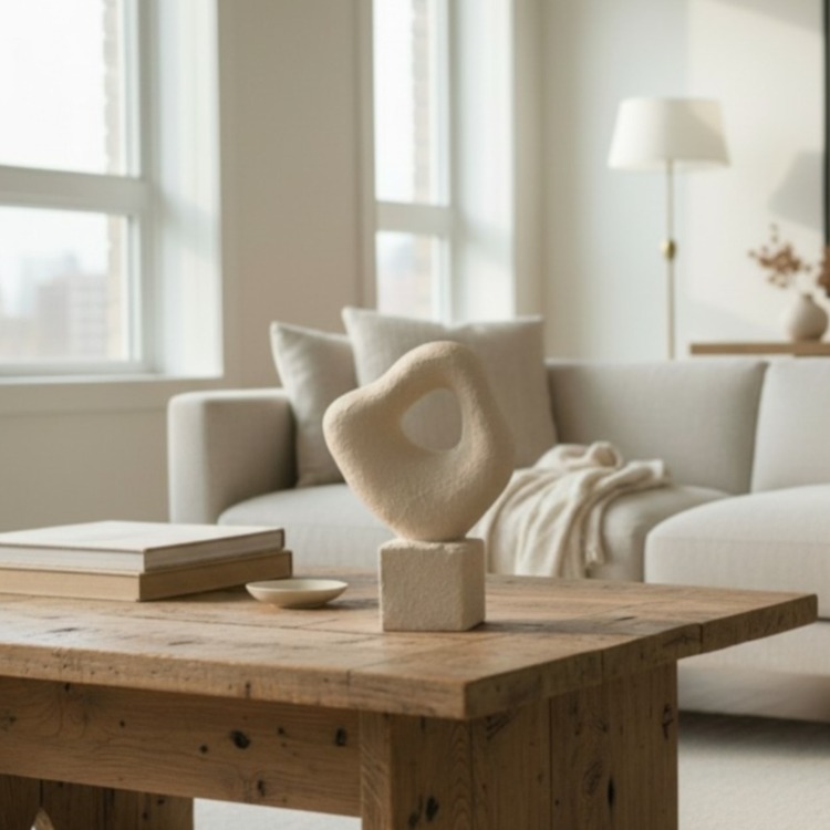 Eviorhome Dokulu Modern Soyut Seramik Büst & Dekoratif Heykel Obje