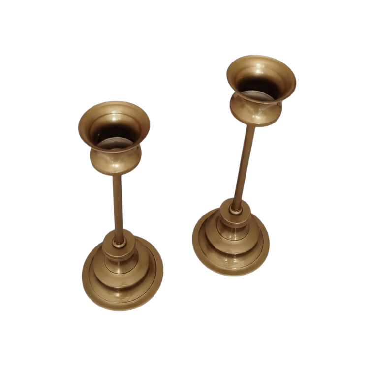 Eviorhome Büyük Boy Klasik Antik Altın İkili Şamdan Seti - Lüks Eskitme Gold Metal Şamdanlık