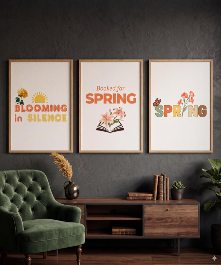 Botanical Spring Wall Art Seti, Çiçekli Ev Dekoru, Dijital İndirme