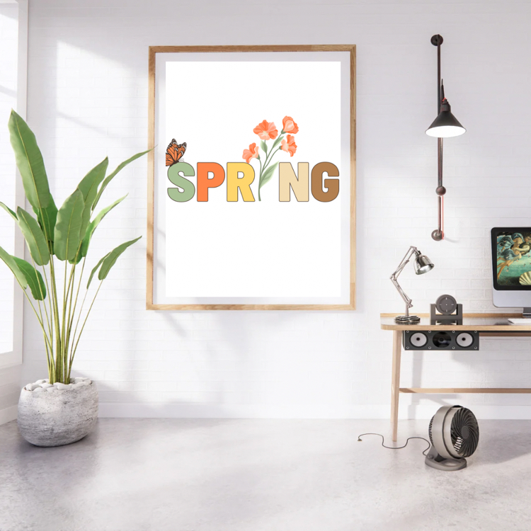 Spring Botanical Poster, Minimalist Bahar Duvar Dekoru, Yazdırılabilir Cozy Dijital Tablo