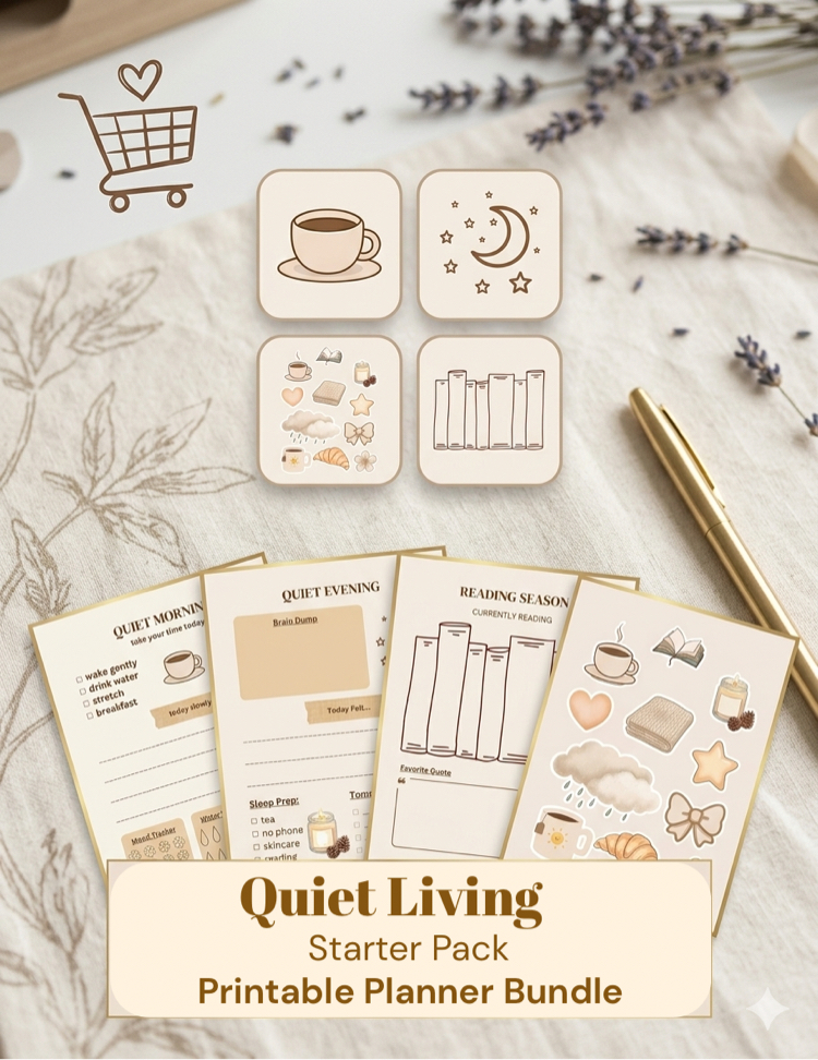 Quiet Living Planner Seti, Minimalist Günlük Planlayıcı PDF, Slow Living Planner
