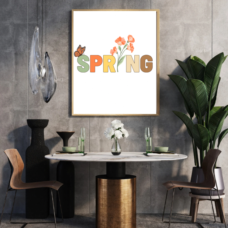 Spring Botanical Poster, Minimalist Bahar Duvar Dekoru, Yazdırılabilir Cozy Dijital Tablo