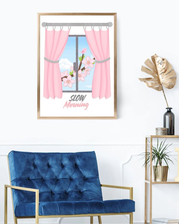 Slow Morning Duvar Tablosu, Yazdırılabilir Poster, Minimalist & Cozy Ev Dekoru, Dijital İndirme
