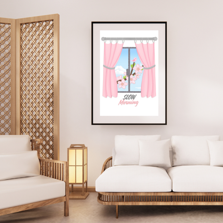 Slow Morning Duvar Tablosu, Yazdırılabilir Poster, Minimalist & Cozy Ev Dekoru, Dijital İndirme