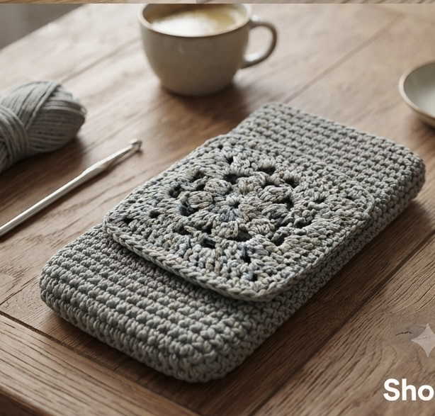 Granny Square El Örgüsü Telefon Kılıfı | Handmade Crochet Phone Sleeve