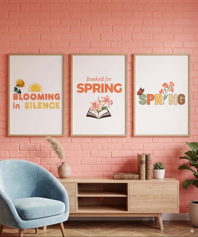 Botanical Spring Wall Art Seti, Çiçekli Ev Dekoru, Dijital İndirme