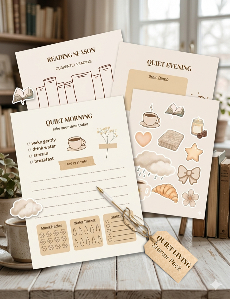 Quiet Living Planner Seti, Minimalist Günlük Planlayıcı PDF, Slow Living Planner