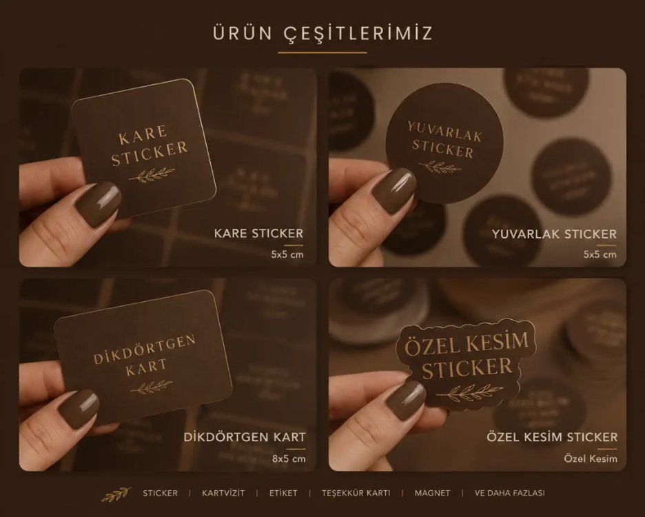 1000 ADET 8×5 CM KUŞE ÇIKARTMA ÖZEL KESİMLİ