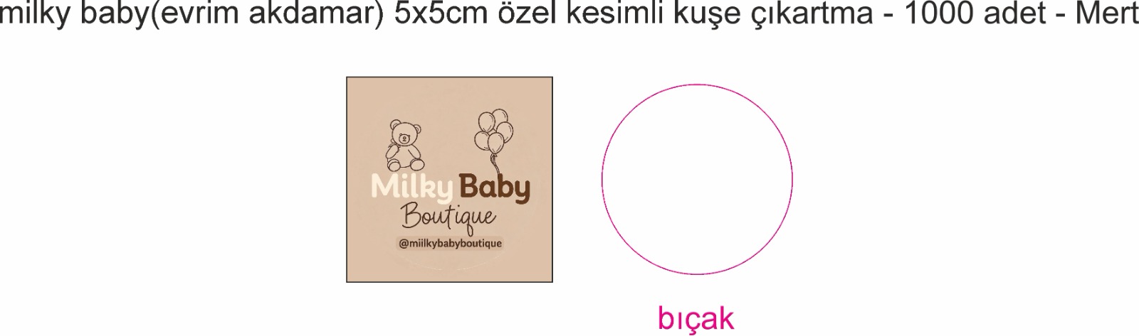 1000 ADET 8×5 CM KUŞE ÇIKARTMA ÖZEL KESİMLİ