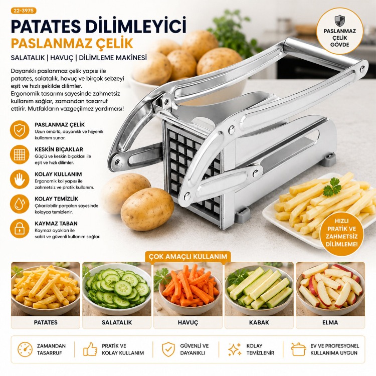 Manuel Patates & Sebze Dilimleme Makinesi