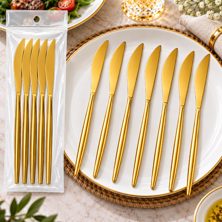 6’lı Gold Yemek Bıçağı Seti 21 CM – Paslanmaz Çelik
