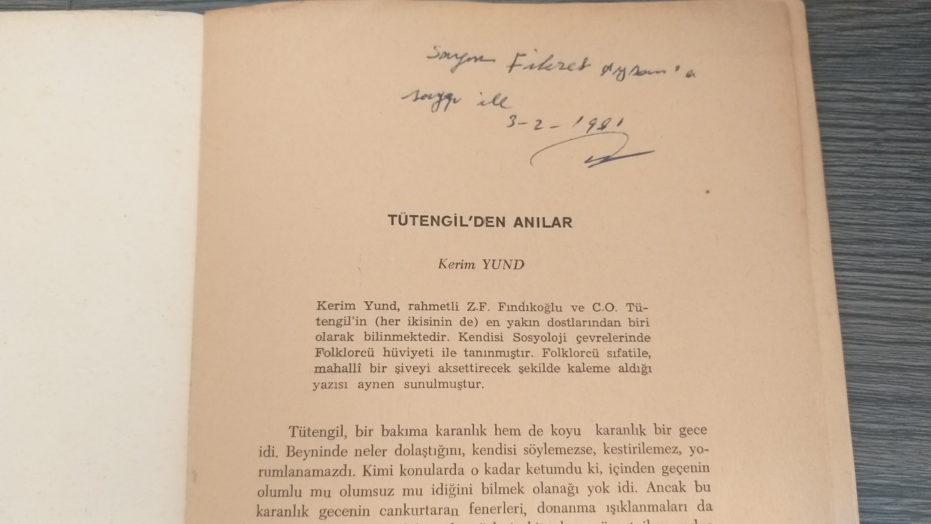 Kerim YUND - (Cavit Orhan) Tütengil'den Anılar (İmzalı)