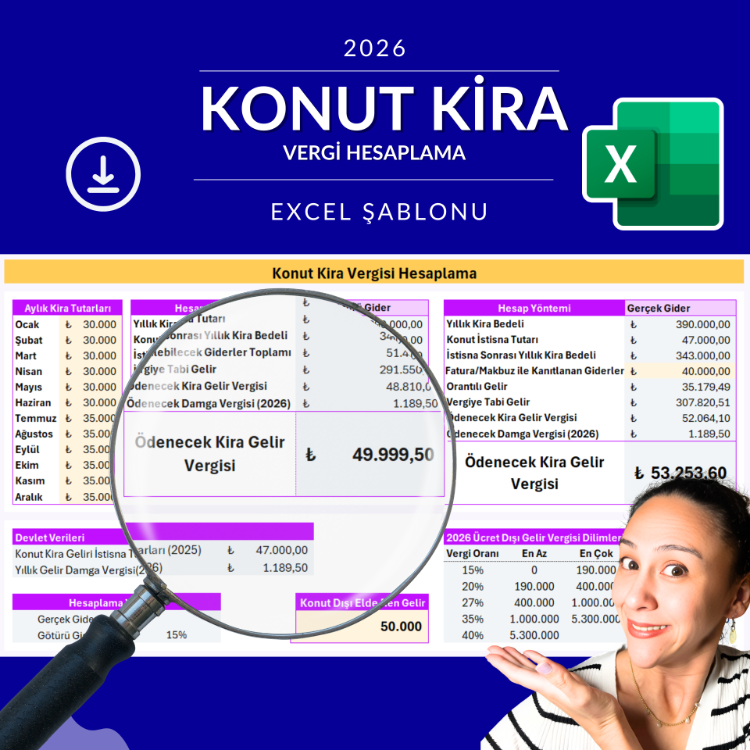2026 - Konut Kira Gelir Vergisi Hesaplama Excel Şablonu - HEMEN İNDİRİLEBİLİR