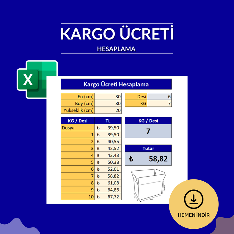 Kargo Ücreti Hesaplama Excel Dosyası - HEMEN İNDİRİLEBİLİR