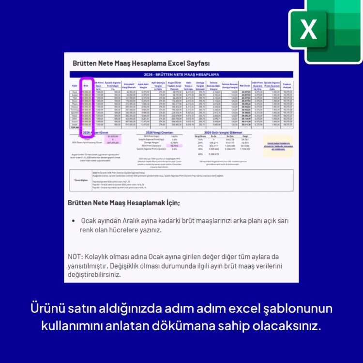 2026 Brütten Nete Maaş Hesaplama Excel Şablonu - HEMEN İNDİRİLEBİLİR