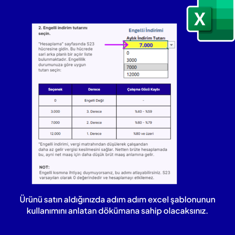 2026 Netten Brüte Maaş Hesaplama Excel Şablonu (Engelli İndirimli) - HEMEN İNDİRİLEBİLİR