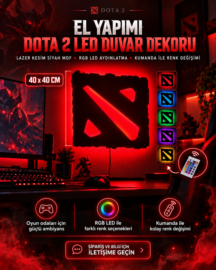 Dota 2 LED Duvar Dekoru 40x40