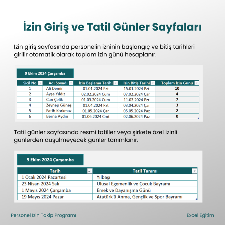 Excel Personel İzin Takip Programı