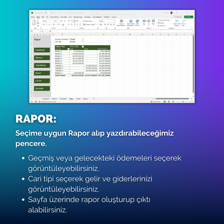 Excel Finansal Takip Programı | DashBoard ve Grafikler
